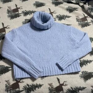 J Crew, Turtle Neck Sweater, Cropped, light blue, size XS